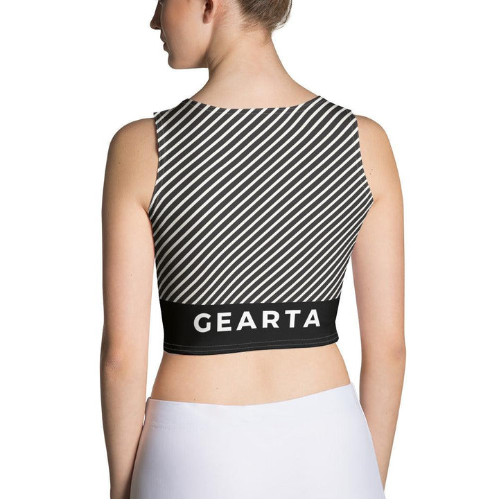 GEARTA - Retro Black & White Stripped Crop Top