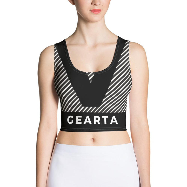 GEARTA - Retro Black & White Stripped Crop Top