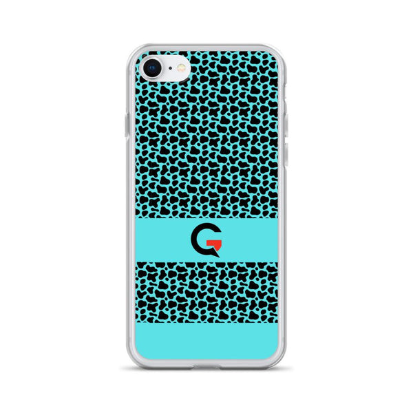 Aqua Cheetah Pattern Clear iPhone Case