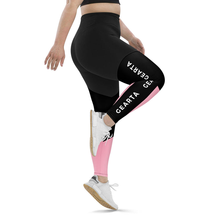 GEARTA - Bold Pink Knee High Sports Sharp Leggings