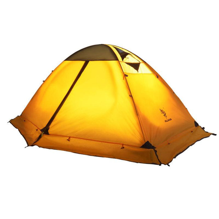 Outdoor Camping Double-layer Aluminum Pole Tent - Yellow - GEARTA