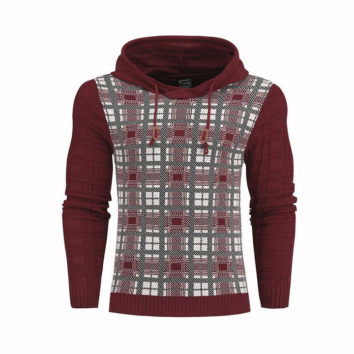 Pullover Plaid Image Multi-Color Lines Men Hoodies - Red / S - GEARTA