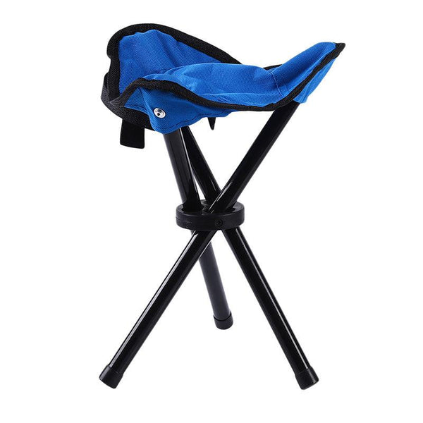 Portable Folding Tripod Chair, Oxford Cloth Steel Tube Camping Chair for Outdoor Camping Hiking Fishing Picnic BBQ Travel (L) - Blue / Large - GEARTA