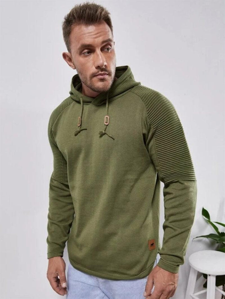 Slim fit Men Pullover Hoodie Solid Color Casual Male Long Sleeve - GEARTA