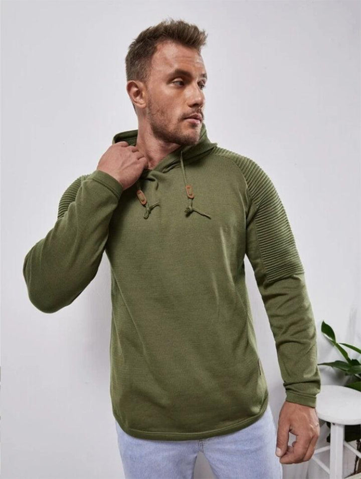 Slim fit Men Pullover Hoodie Solid Color Casual Male Long Sleeve - GEARTA