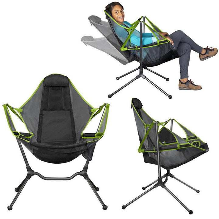 Foldable Swing Aluminum Backrest Recliner Camping Chair - GEARTA