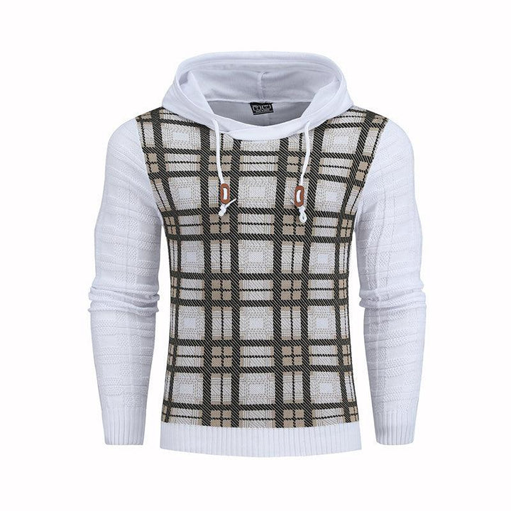 Pullover Plaid Image Multi-Color Lines Men Hoodies - White / M - GEARTA