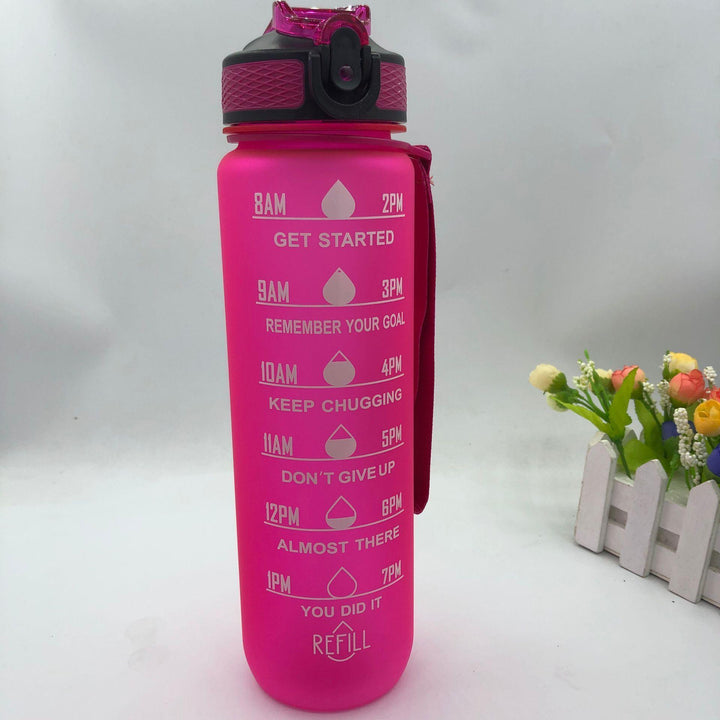 Large Capacity Plastic BPA Free Sports Straw Water Bottle - Rose Red / 1L / Plastic - GEARTA