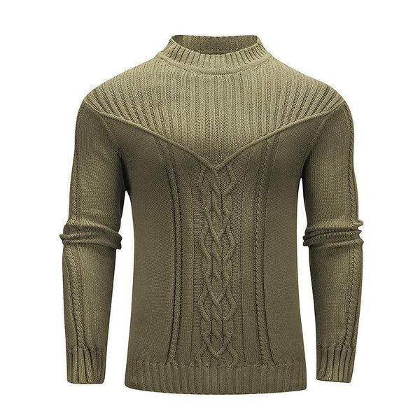 Fashion Men Solid Color Warm Jacquard Men Sweater - GEARTA