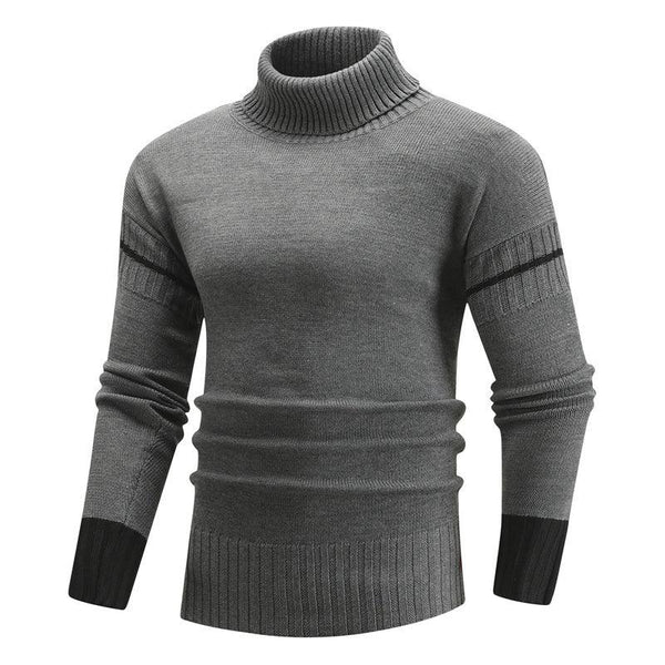 Turtleneck Cotton Sweater Pullover Slim Casual For Men - Gray / L - GEARTA