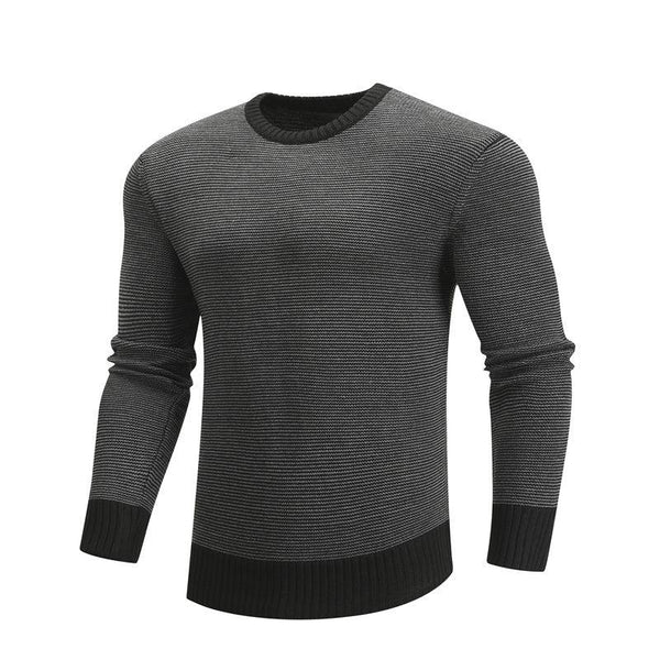 Cotton Spliced Pullovers Sweater Men Casual Warm O-neck Mens Knitted Sweater Winter Fashion Sweaters - Dark Gray / M - GEARTA