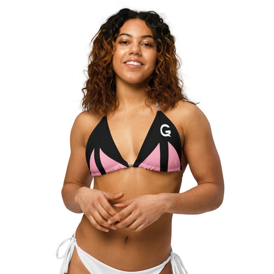 GEARTA - Soft Pink Multi Triangle Print Bikini Top Only