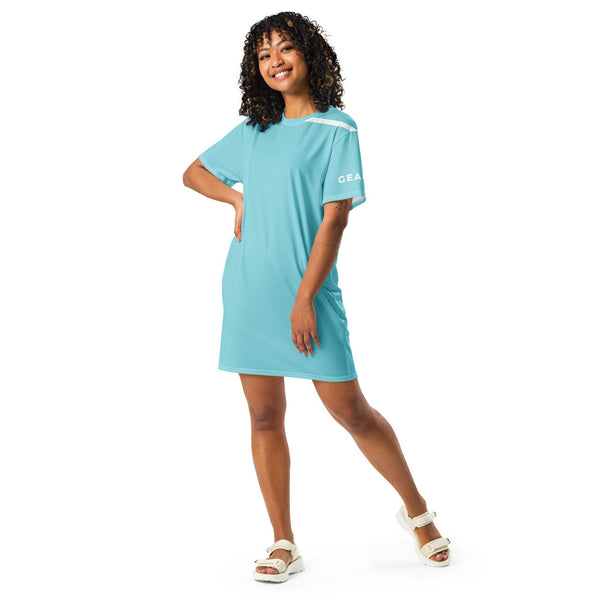 Sporty Arctic Blue Tee Dress - GEARTA