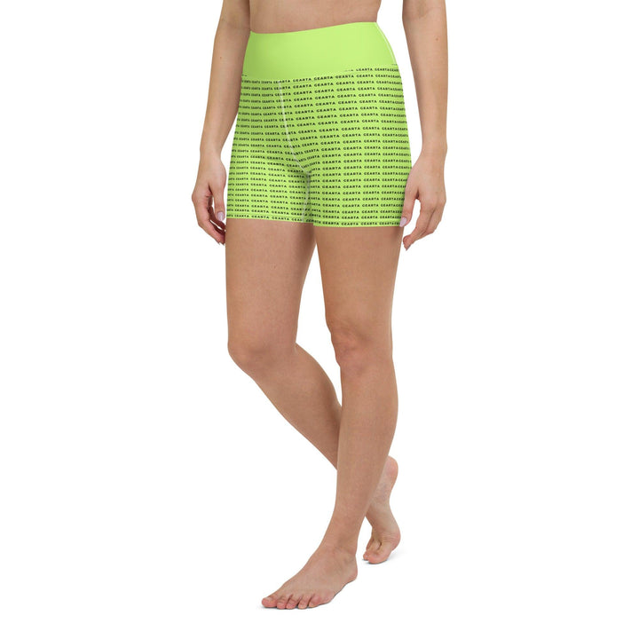 Neon Green Patterned Yoga Shorts - GEARTA