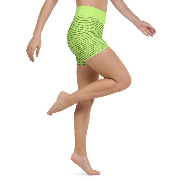 Neon Green Patterned Yoga Shorts - GEARTA