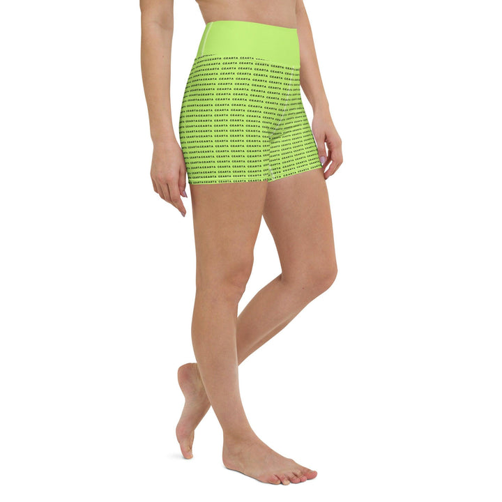 Neon Green Patterned Yoga Shorts - GEARTA