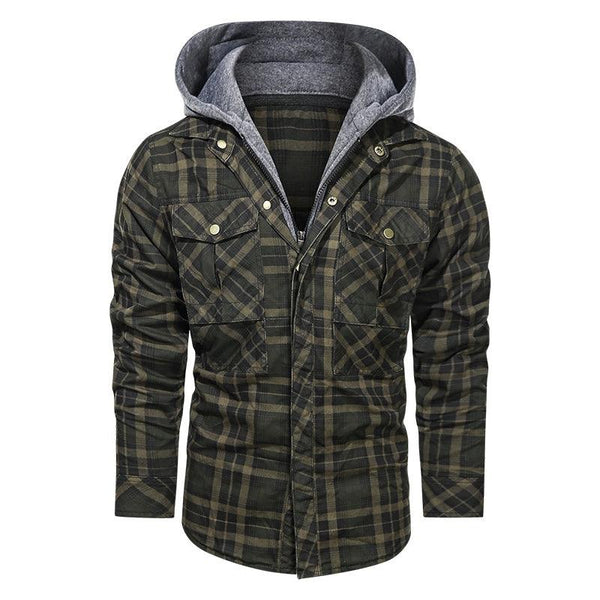 Men Warm Jacket Fleece Thick Detachable Hoodies - Army Green / 2XL - GEARTA