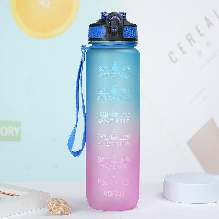 Large Capacity Plastic BPA Free Sports Straw Water Bottle - Gradient blue purple / 1L / Plastic - GEARTA