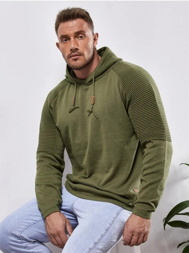 Slim fit Men Pullover Hoodie Solid Color Casual Male Long Sleeve - GEARTA