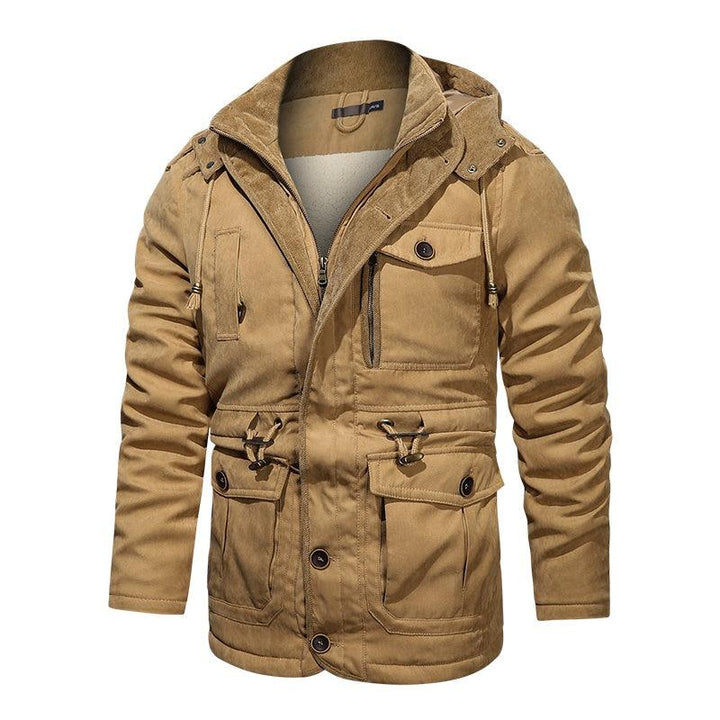 Winter Warm Thick Parkas Cotton Jacket For Men - Khaki / 2XL - GEARTA