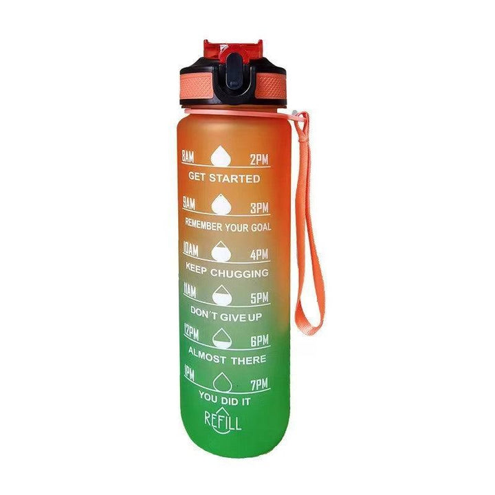 Large Capacity Plastic BPA Free Sports Straw Water Bottle - Gradient Orange / 1L / Plastic - GEARTA