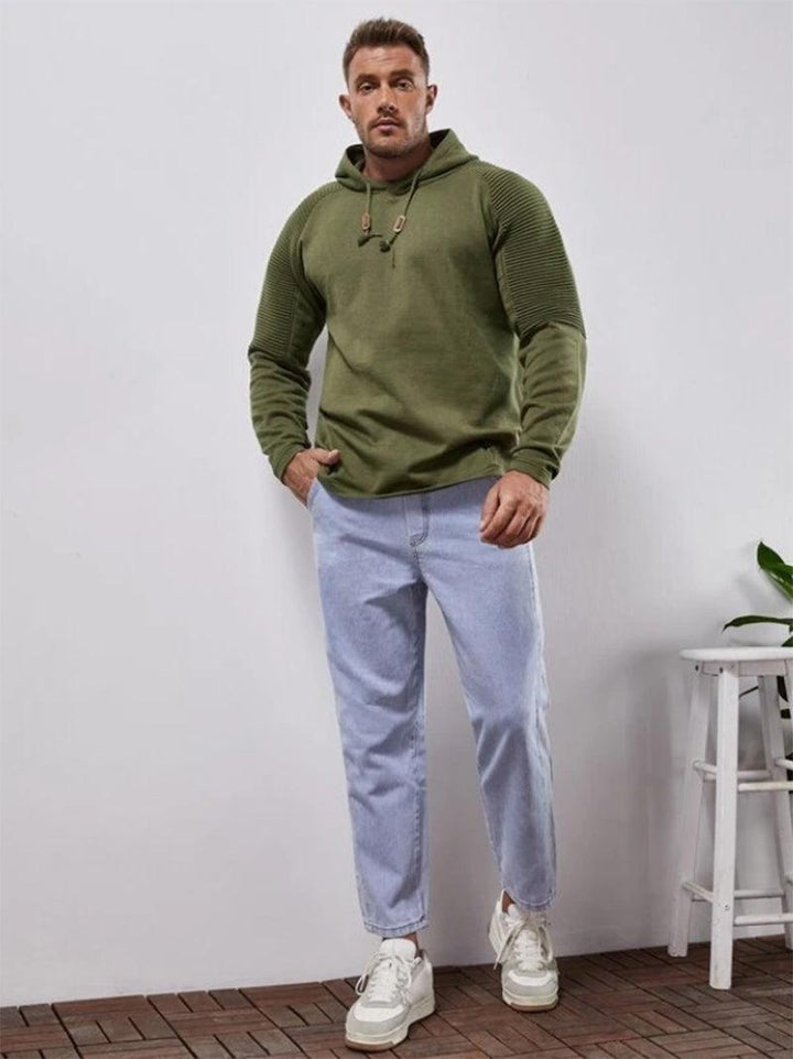 Slim fit Men Pullover Hoodie Solid Color Casual Male Long Sleeve - GEARTA