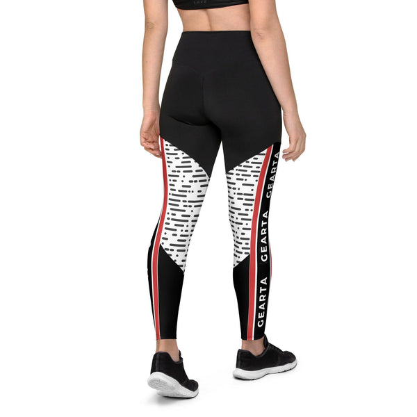 Red Subtle Line Sports Leggings - GEARTA