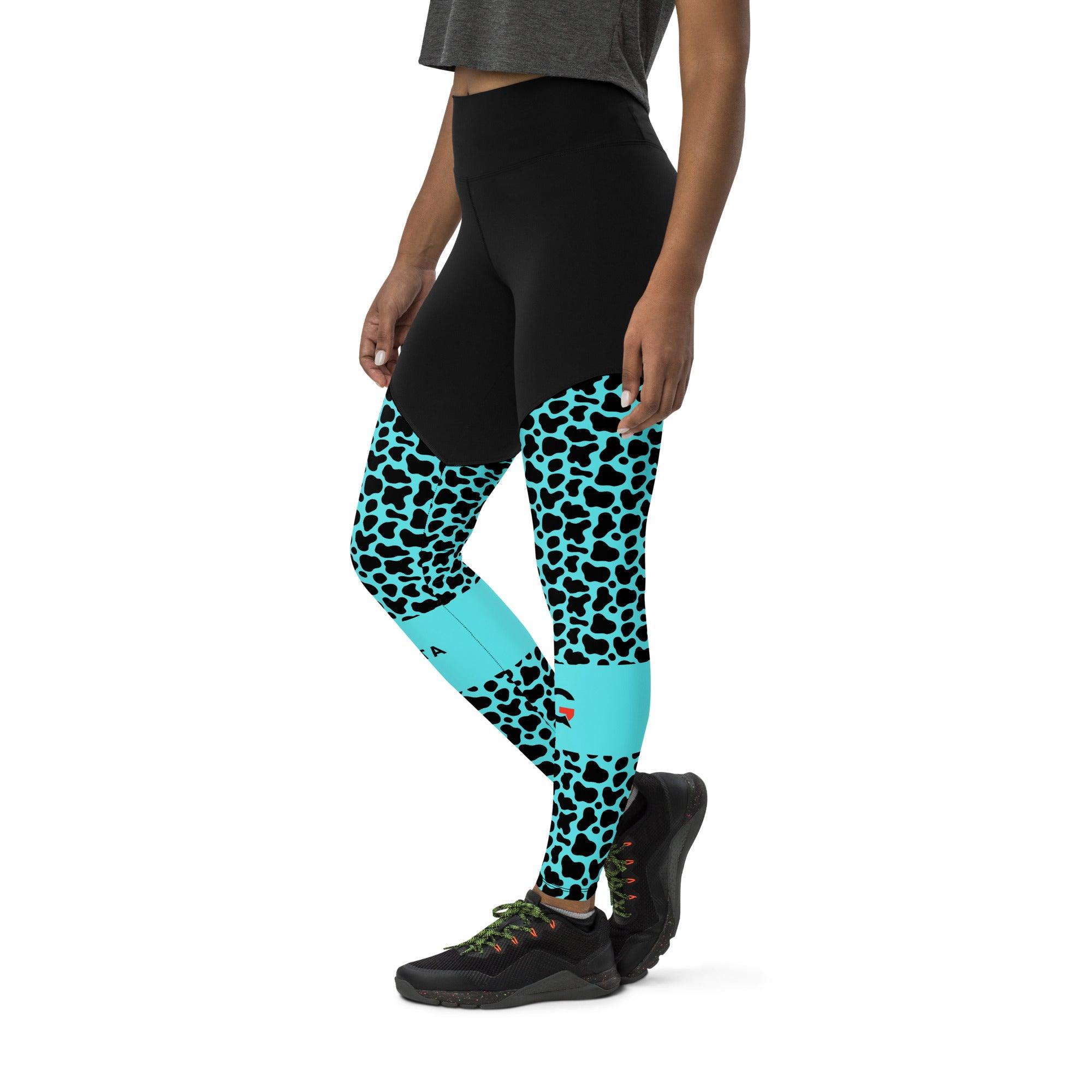 GEARTA - Aqua Cheetah Leggings for Sports